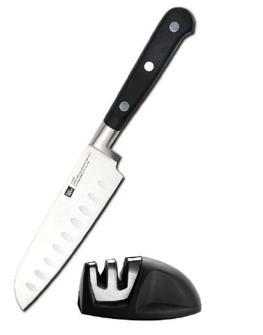סכין סנטוקו 13 ס"מ + משחיז שולחני - מבית Food Appeal