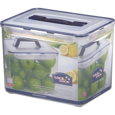 קופסת פלסטיק מלבנית לאחסון מזון עם מכסה 12 ליטר עם ידית נשיאה Lock & Lock