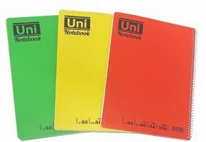 מארז שלוש מחברות ספירלה נושא אחד 60 דף - משבצות - Uni