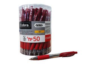 סט 12 עטים כדוריים אדומים עם לחצן 1 מ"מ G7 - מבית Cobra