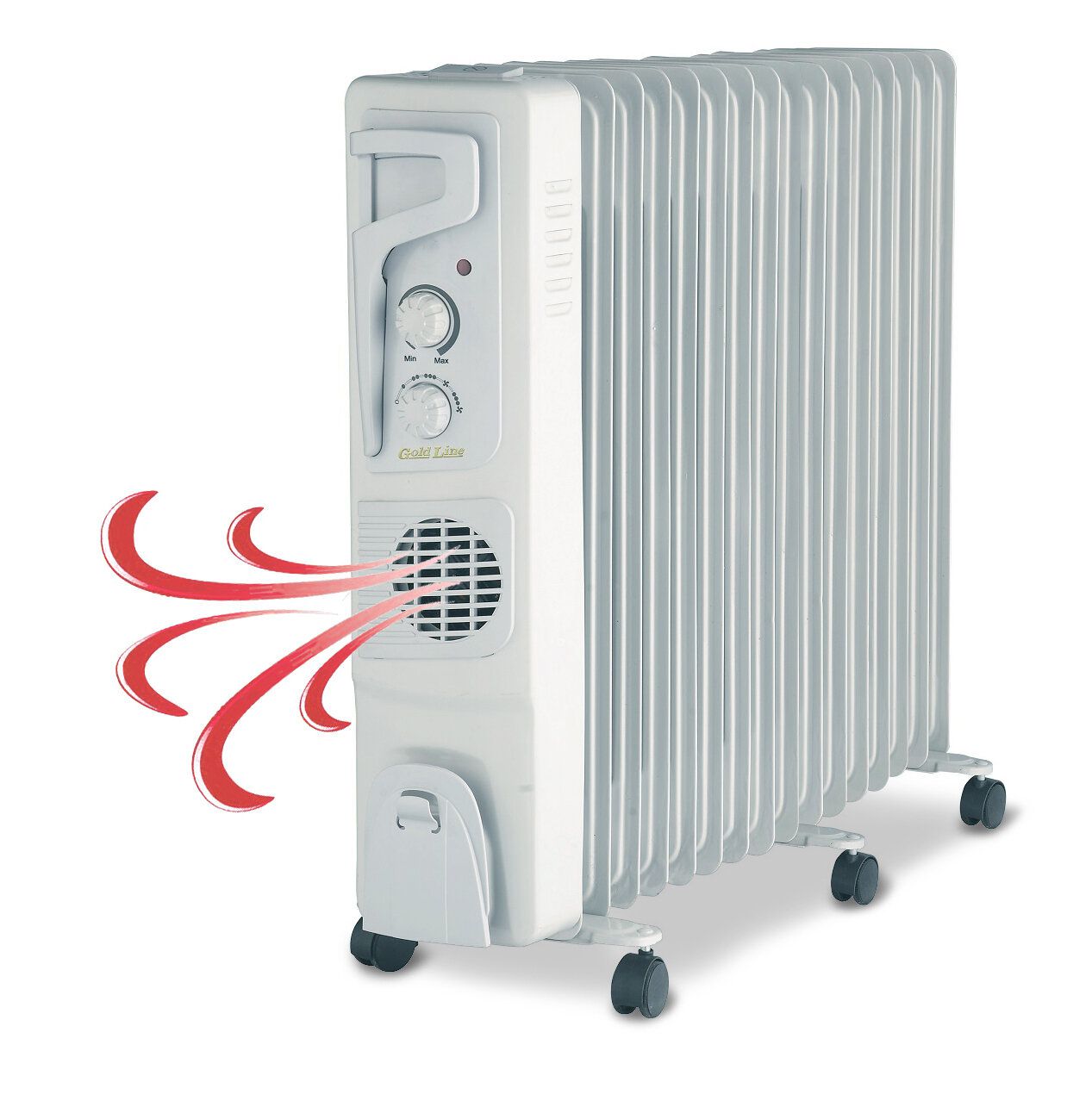 רדיאטור 16 צלעות Jumbo טורבו עם מתקן אדים ומפזר חום מובנה Gold Line ATL-2016T 3000W - בצבע לבן
