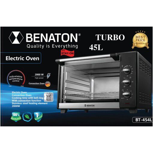 טוסטר אובן Benaton BT-454L בנפח 45 ליטר בצבע שחור/כסוף – תמונה 2