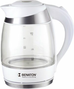 קומקום זכוכית Benaton BT-8023W 2200W 1.8L - בצבע לבן